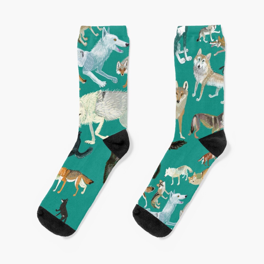 Wolves of the World in green Calcetines