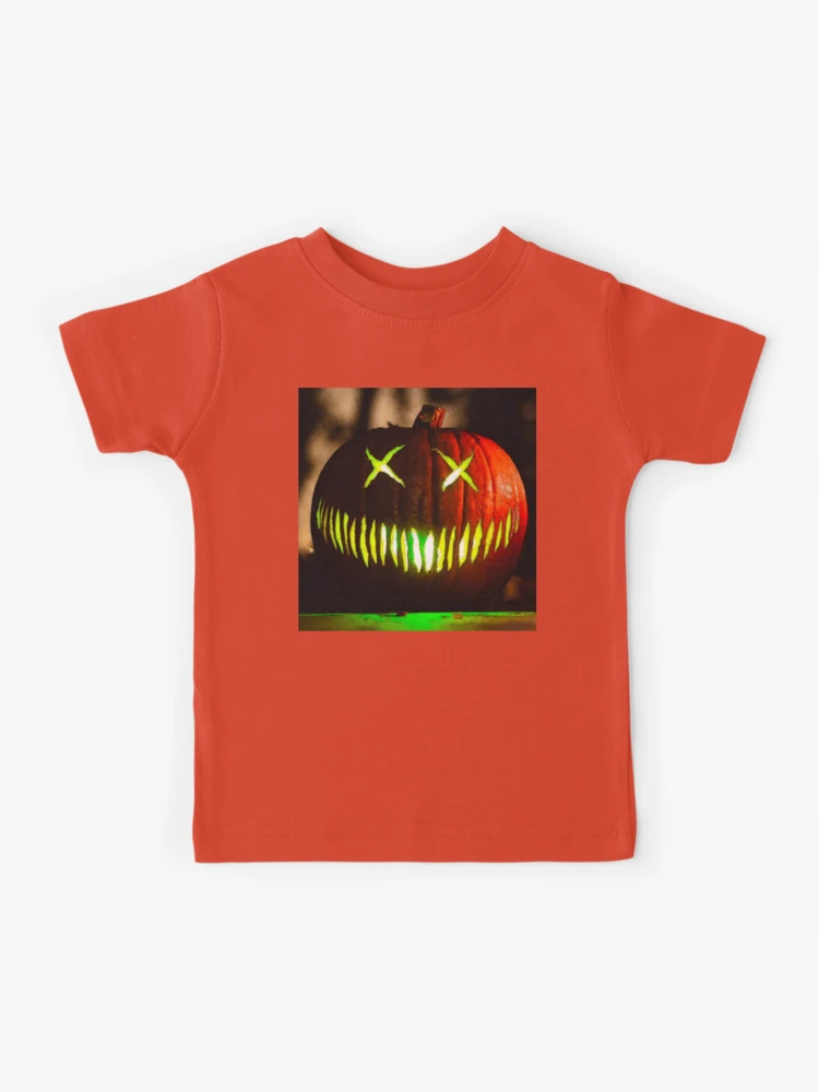 Pumpkin face scary smile orange red Halloween T-Shirt by Norman W - Pixels