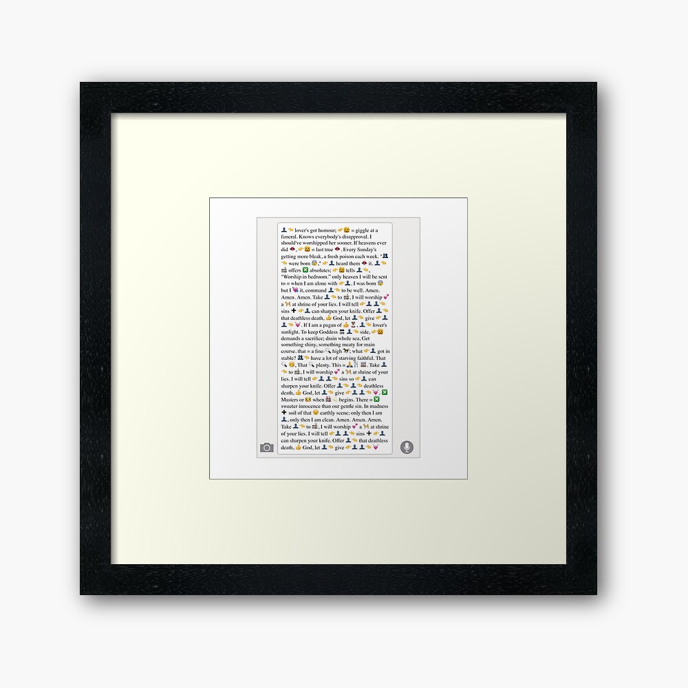 Hozier Take Me To Church Emoji Lyrics Framed Art Print By Graphicartist92 Redbubble hozier take me to church emoji lyrics framed art print by graphicartist92 redbubble