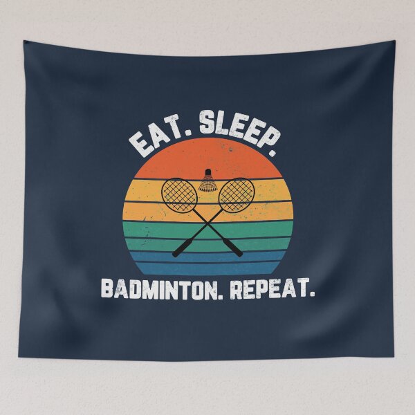 Item preview, Eat Sleep Badminton Repeat Sunset White Text designed and sold by Sour Soul.