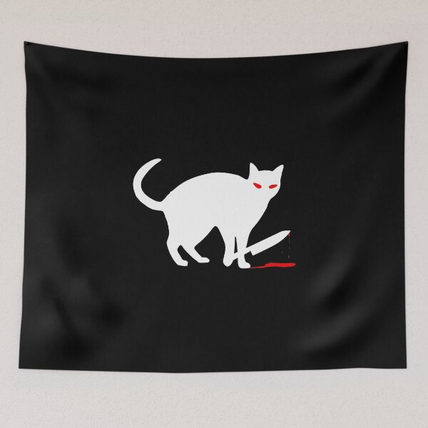 Item preview, Funny Cat Knife Bloody Halloween Costume - White Cat WHAT? designed and sold by bas19101.