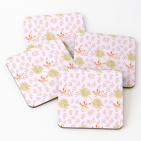 Item preview, Light pink with flowers ,leaf and beautiful red dots designed and sold by 3Akshithaa.