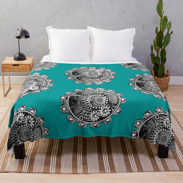 Item preview, Vintage Old Gear Print (Ocean Teal Blue) designed and sold by TheEditrix.