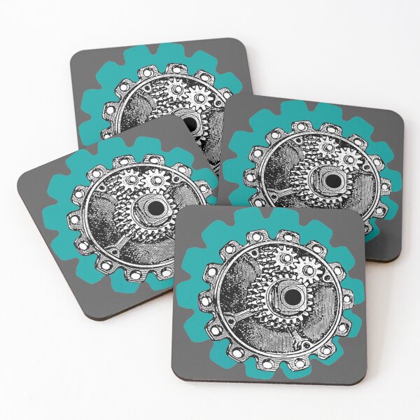 Item preview, Vintage Mechanical Gear Motif (Ocean Teal Blue) designed and sold by TheEditrix.