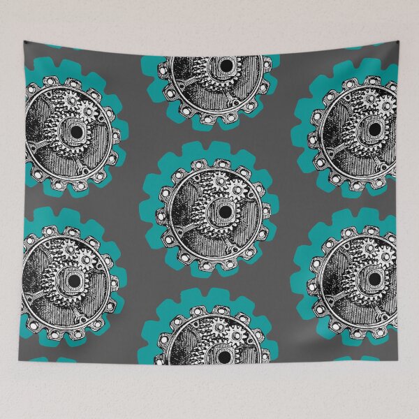 Item preview, Vintage Mechanical Gear Motif (Ocean Teal Blue) designed and sold by TheEditrix.