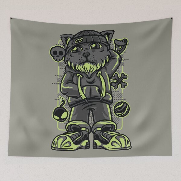 Item preview, Street Cat Hip Hop Cartoon  designed and sold by dainamautz.