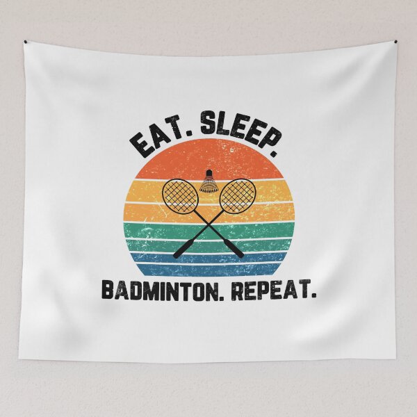 Item preview, Eat Sleep Badminton Repeat Sunset Black Text designed and sold by Sour Soul.