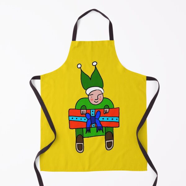 Item preview, Elf with a Gift for Christmas on Yellow Board designed and sold by Istvan Ocztos.