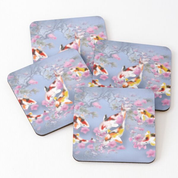 Item preview, Koi carp with sakura reflections in a purple pond designed and sold by CuisineCat.