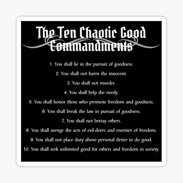 Item preview, "The Ten Chaotic Good Commandments" DnD Alignment  designed and sold by ToplineDesigns.