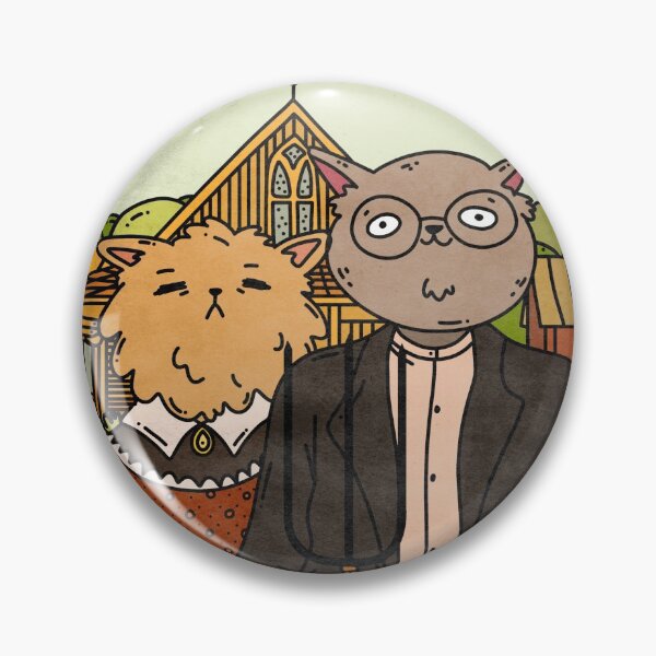 Item preview, American Gothic Painting With Cats designed and sold by Good-Looking Corpse.