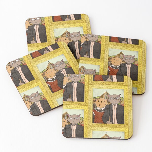 Item preview, American Gothic Painting With Cats designed and sold by Good-Looking Corpse.