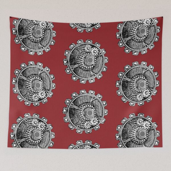 Item preview, Vintage Old Gear Print (Garnet Wine Red) designed and sold by TheEditrix.
