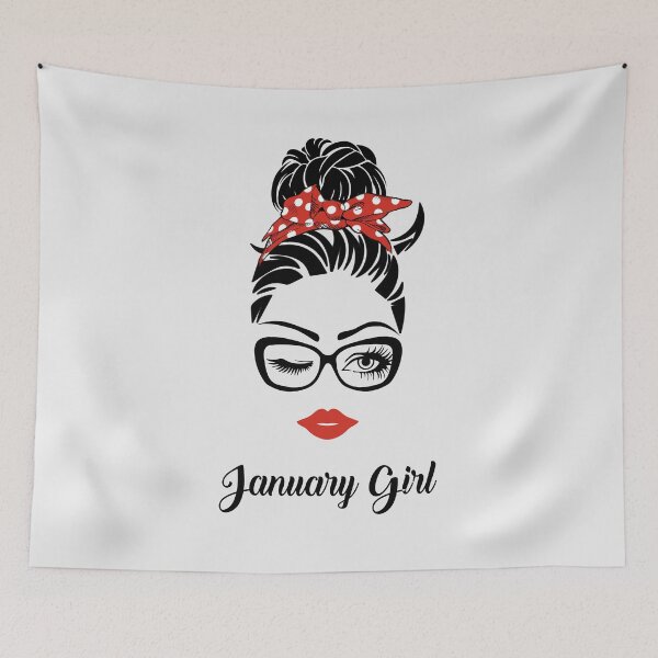 Item preview, January Girl Woman Face Wink Eyes Lady Face Birthday Gift designed and sold by CreativeGift.