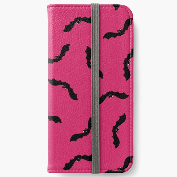 Cute Bats Pattern on Dark Pink iPhone Wallet