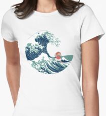 Ponyo and The Great Wave off Kanagawa - Moderne Women's Fitted T-Shirt