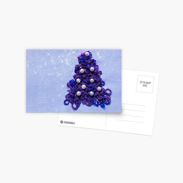 Holiday Design With a Blue Christmas Tree Postcard