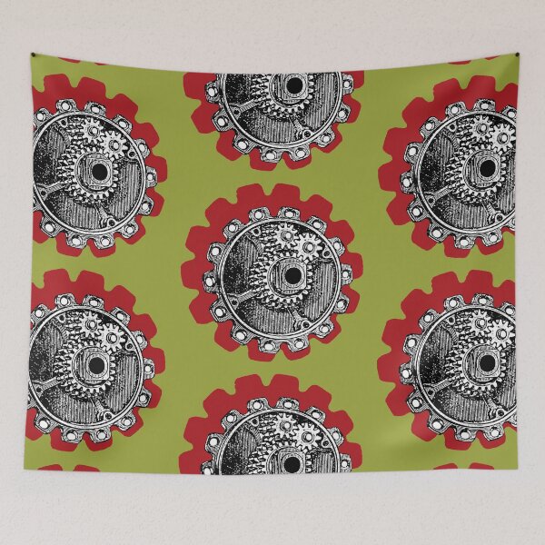 Item preview, Vintage Mechanical Gear Motif (Garnet Wine Red) designed and sold by TheEditrix.