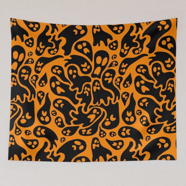 Item preview, Orange and Black Ghost seamless patterns designed and sold by TMBTM.