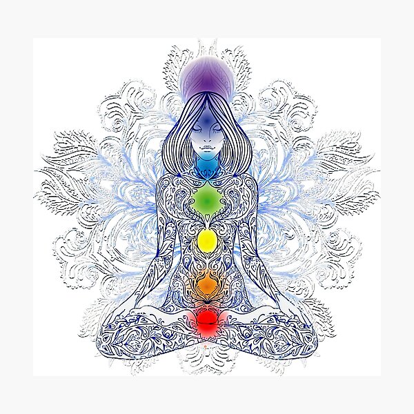 Item preview, chakras healing meditating mindfulness woman designed and sold by soniaaseguin.