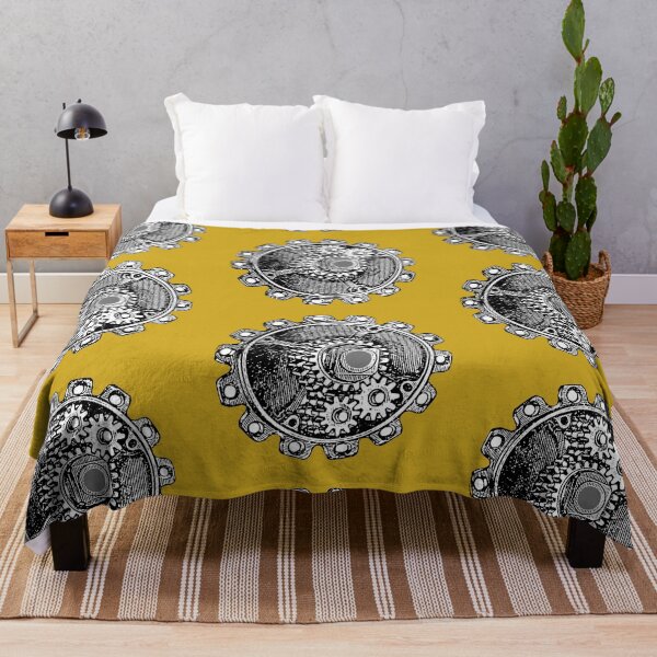 Item preview, Vintage Old Gear Print (Gold Mustard Yellow) designed and sold by TheEditrix.