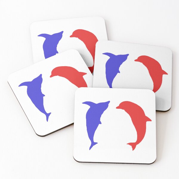 Item preview, Colorful silhouettes with two jumping dolphins designed and sold by MIRO3D.