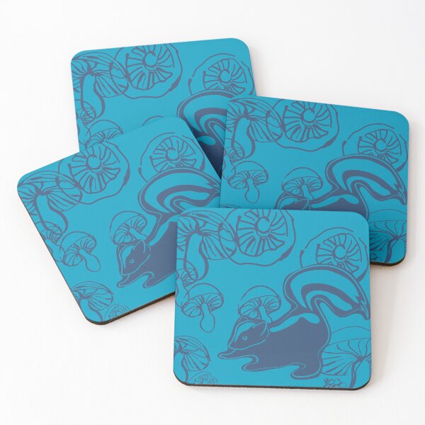 Item preview, skunk with mushrooms (blue) designed and sold by kim tang.