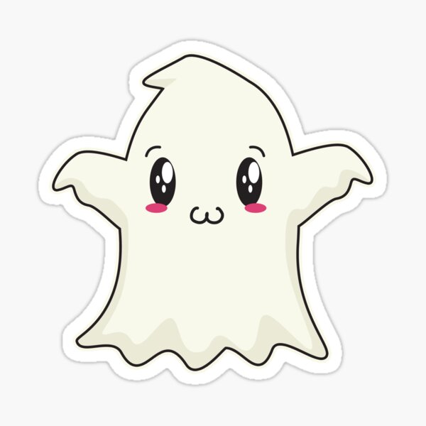 Cute ghost Face Emoji design/ Kawaii Anime Ghost Halloween Boo 