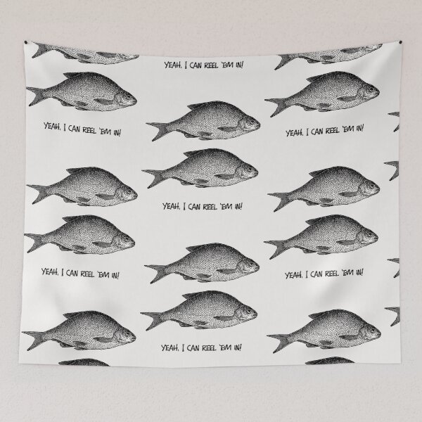 Item preview, Yeah, I can reel 'em in! Fishermen! (Black and White). Line drawing and text. designed and sold by JellyBeenzz.