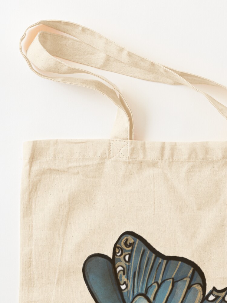 Alternate view of Magic Blue Butterfly in my Garden_watercolor painted Tote Bag