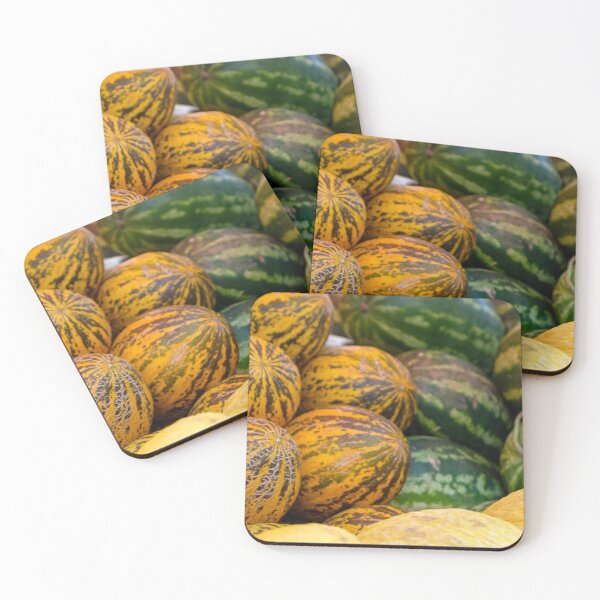 Item preview, Close-up of ripe yellow and orange melons and green watermelons  designed and sold by VadimK.