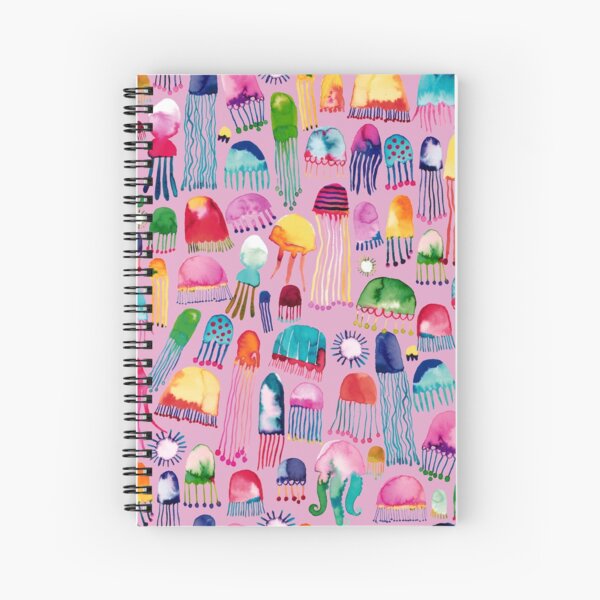 Item preview, Multicolored jellyfish watercolor - Pink summery marine print designed and sold by ninoladesign.