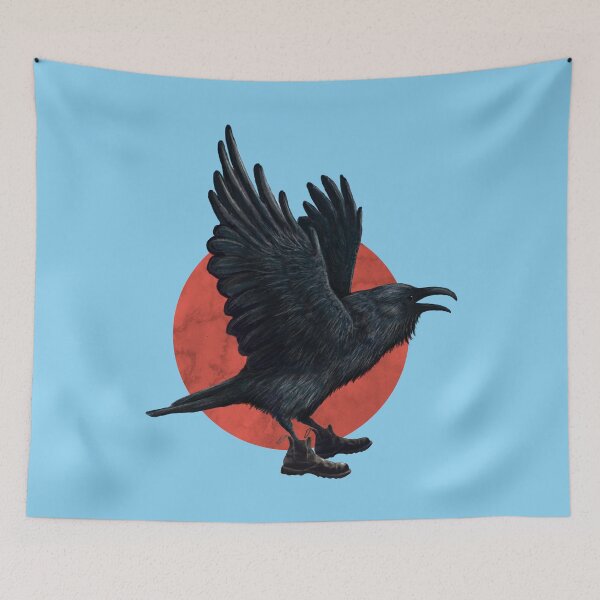 Item preview, Crow wearing boots in blue designed and sold by CharlieCreature.