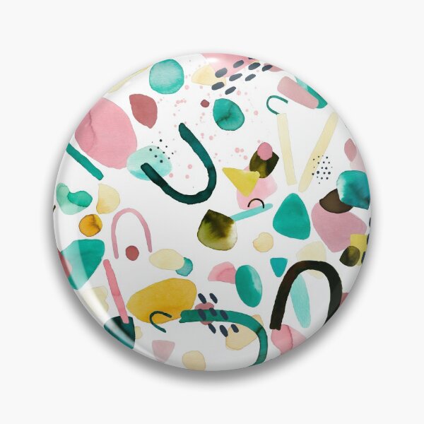 Item preview, Geometric Pieces Abstract Yellow pink green designed and sold by ninoladesign.