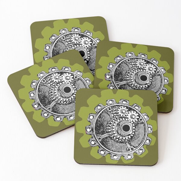 Item preview, Motivo de engranaje mecánico vintage (verde aguacate) designed and sold by TheEditrix.