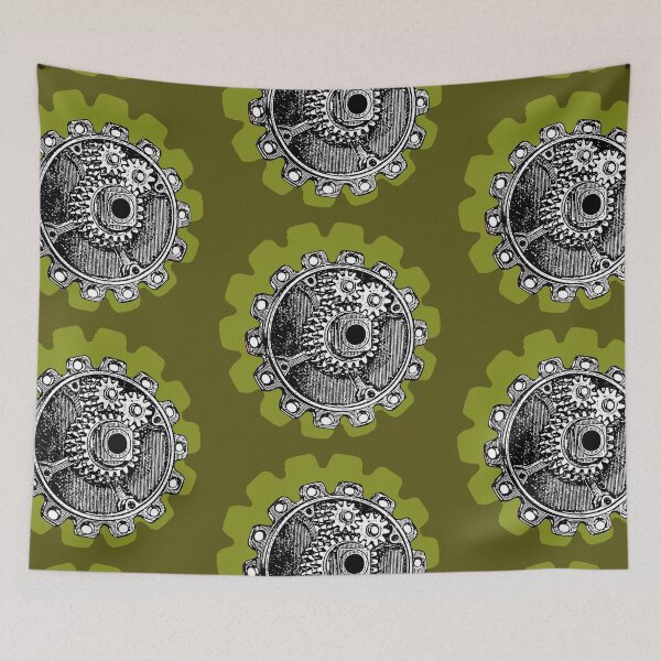 Item preview, Vintage Mechanical Gear Motif (Avocado Green) designed and sold by TheEditrix.