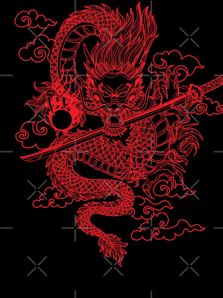 Red Chinese Dragon With Black Background Baby One Piece For Sale By Soccatamam Redbubble