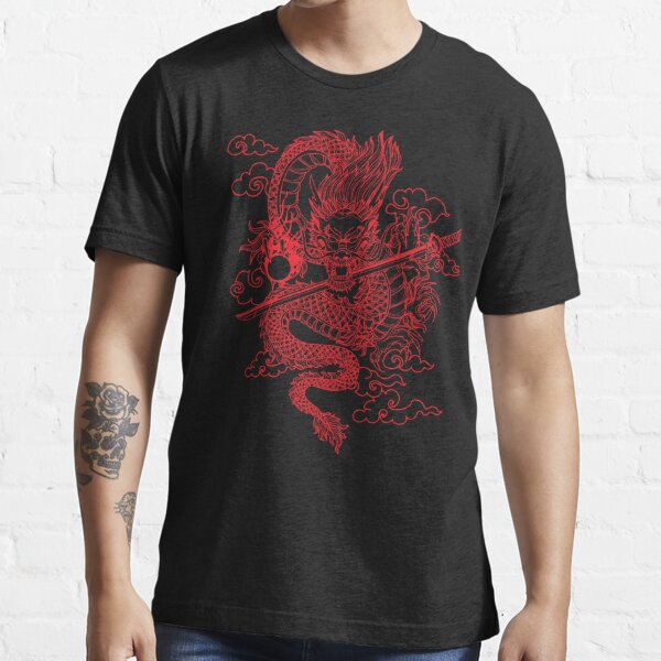 varsel Sølv snack Red Dragon long" Essential T-Shirt for Sale by animebrands | Redbubble