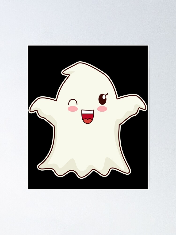 "Cute ghost Face Emoji design/ Kawaii Anime Ghost Halloween Boo