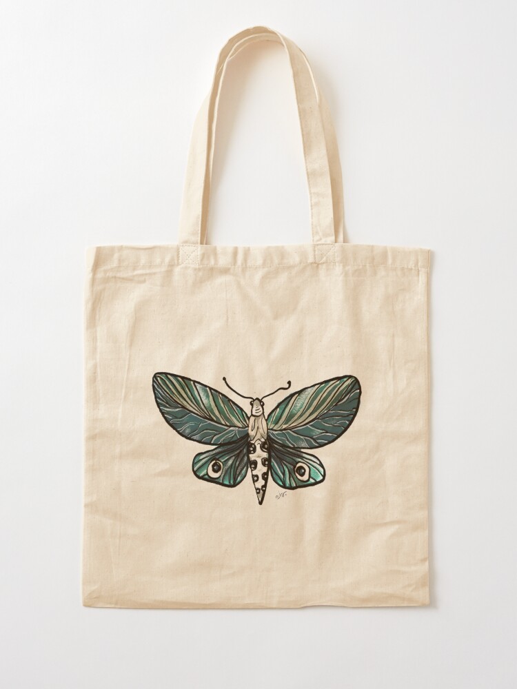 Alternate view of Leaf Magic Butterfly in my Garden_watercolor painted Tote Bag