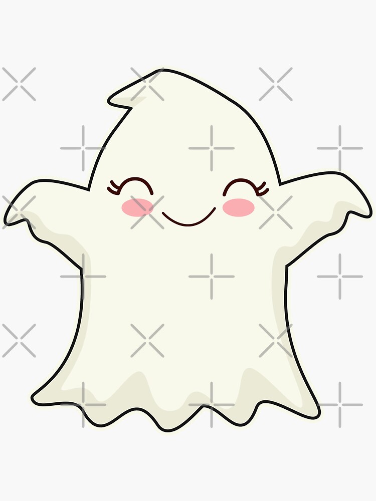 "Cute Ghost Face Emoji Design/ Kawaii Anime Ghost Halloween Boo ...