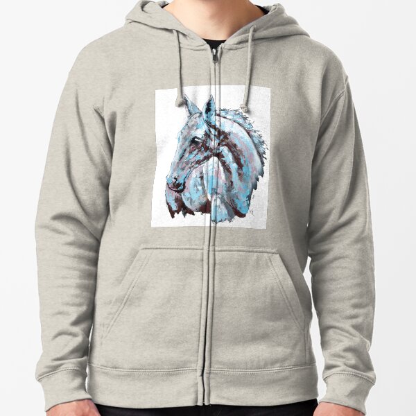 White horse - on white background Zipped Hoodie