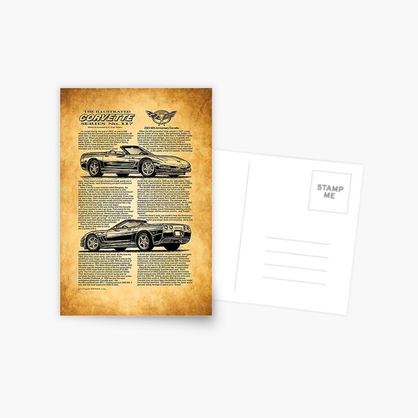 2003 Corvette Art, 50th Anniversary Art, C5 Chevrolet Corvette, Car Guy Art, Man Cave Car Art Postcard