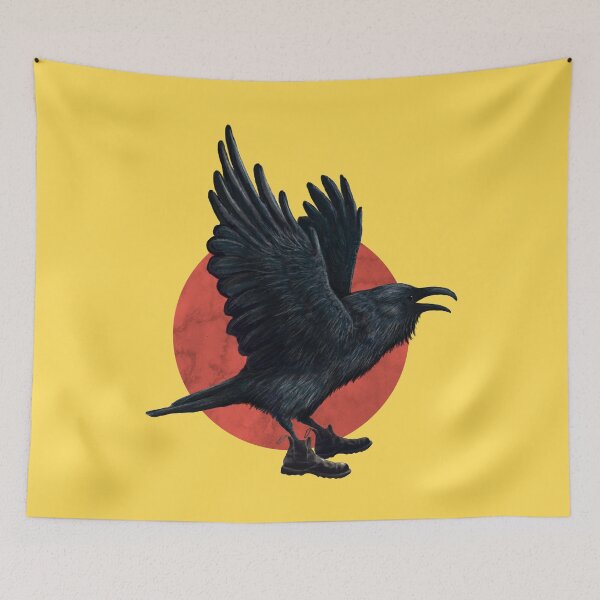 Item preview, Crow wearing boots in yellow designed and sold by CharlieCreature.