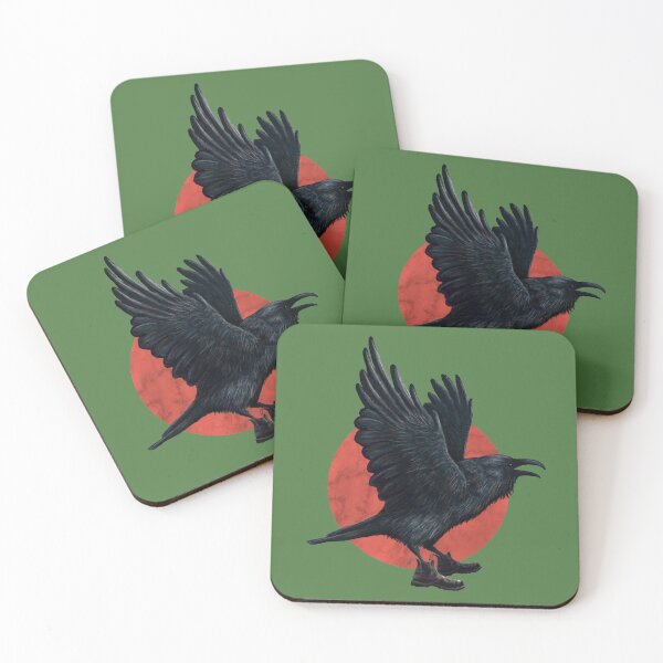 Item preview, Crow wearing boots in green designed and sold by CharlieCreature.