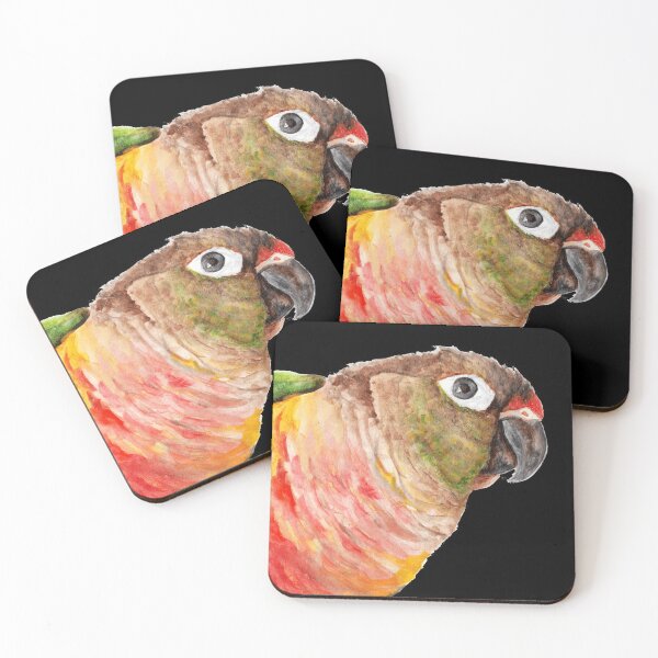Item preview, Copie de Green-cheeked Conure - Watercolor Art Red Yellow Green designed and sold by L'Atelier Oranjade.