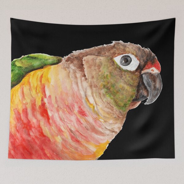 Item preview, Copie de Green-cheeked Conure - Watercolor Art Red Yellow Green designed and sold by L'Atelier Oranjade.