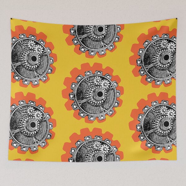 Item preview, Vintage Mechanical Gear Motif (Paprika Spice Rust) designed and sold by TheEditrix.