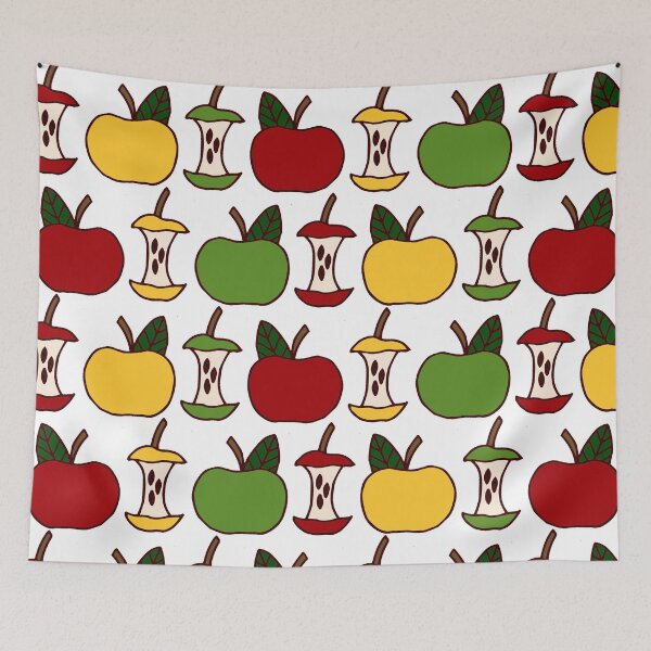 Item preview, Apples and Apple Cores Multi-Colored | Apple Pattern | Apple Picking designed and sold by Hilary Leslie.