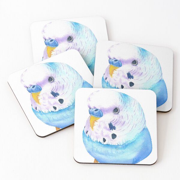 Item preview, budgerigar blue and purple watercolor designed and sold by L'Atelier Oranjade.